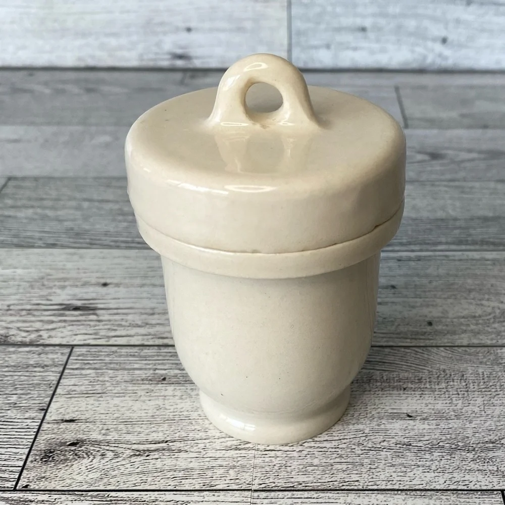 Antique 1920s Ceramic Egg Coddler Screw Top- No. 636774 Patent No.49405 - Picture 1 of 7